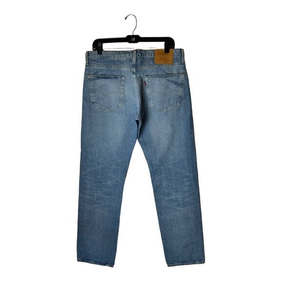 Levis Premium Jeans Men 32x32 Blue Medium Wash Cotton Blend Taper Fit Zipper Fly - Picture 3 of 11